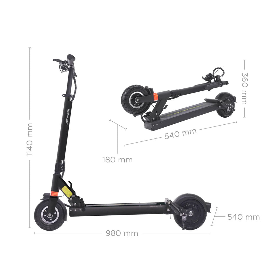Joyor F5S+ Electric Scooter + Helmet + 2 Inner tubes - 650W maximum power 50km range