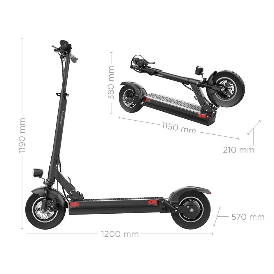 Joyor Y10 Electric Scooter + Helmet + 2 Inner tubes - 800W maximum power 100km range