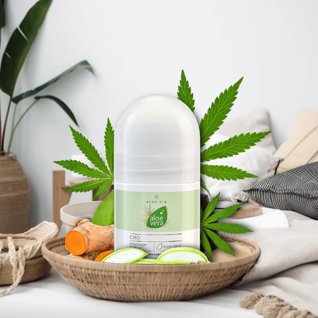 LR ALOE VIA Aloe Vera Отпускащ рол-он с 20% Алое Вера, био масло от семената на Cannabis-Sativa, CBD, биоекстракт от куркума и тамянРол-он за масаж